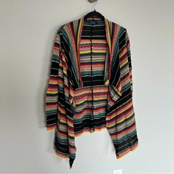 POLO Ralph Lauren Draped Cardigan Sweater Bright Serape Preppy Bohemian Small - Picture 5 of 14